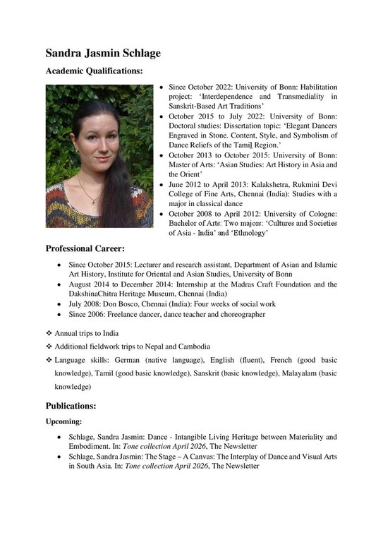 Dr. Sandra Jasmin Schlage - English CV