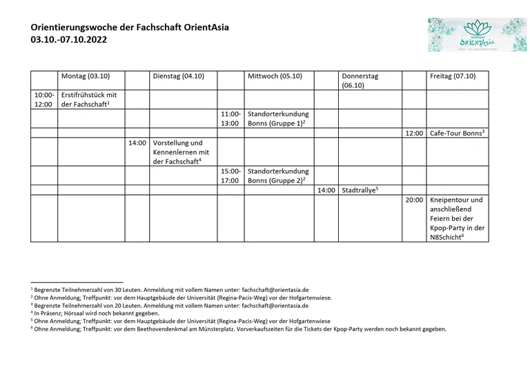 Erstsemesterwoche der Fachschaft