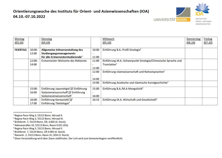 Orientierungswoche WiSe 2022/23