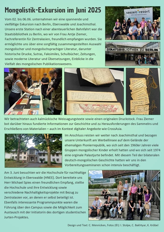 Foto-Story zur Mongolistik-Exkursion 2025 nach Eberswalde und Joachimsthal