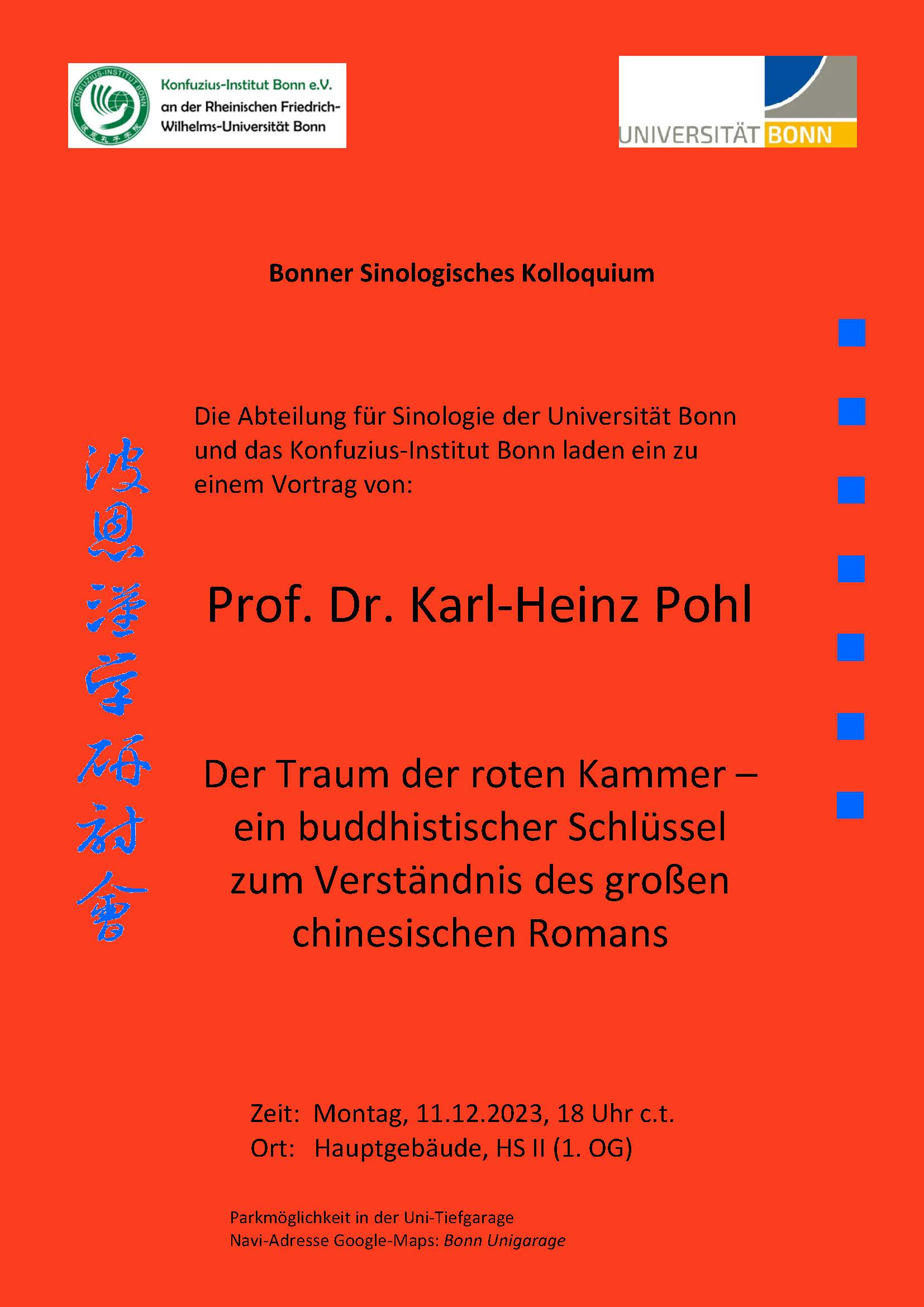 11.12.2023 Sinologisches Kolloquium - Prof. Dr. Karl-Heinz Pohl