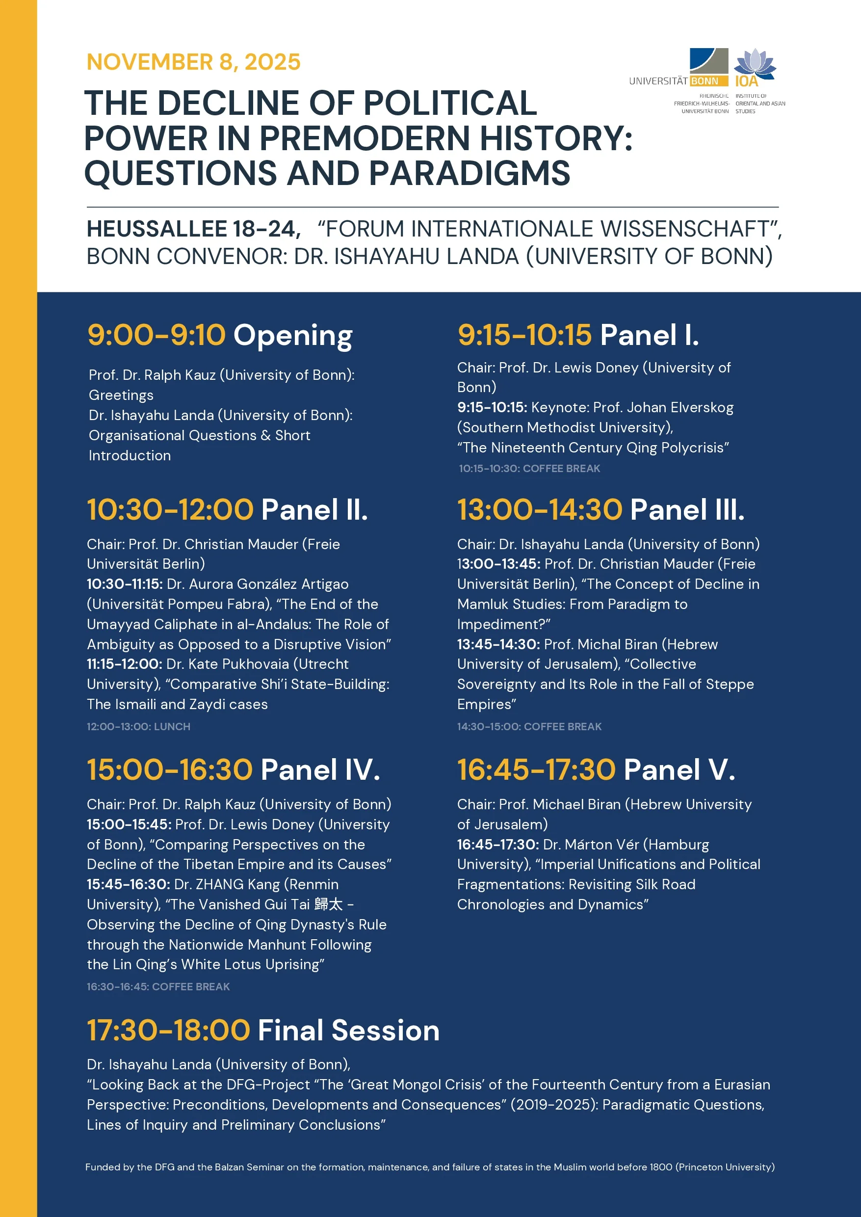 Tagung „The Decline of Political Power in Premodern History: Questions and Paradigms“ (8.11.2025)