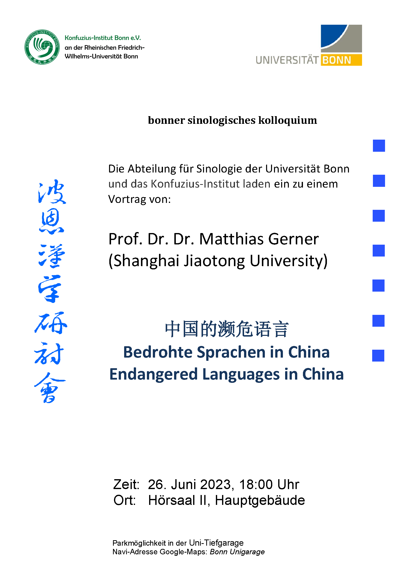26.06.2023 Sinologisches Kolloquium: Prof. Dr. Dr. Gerner