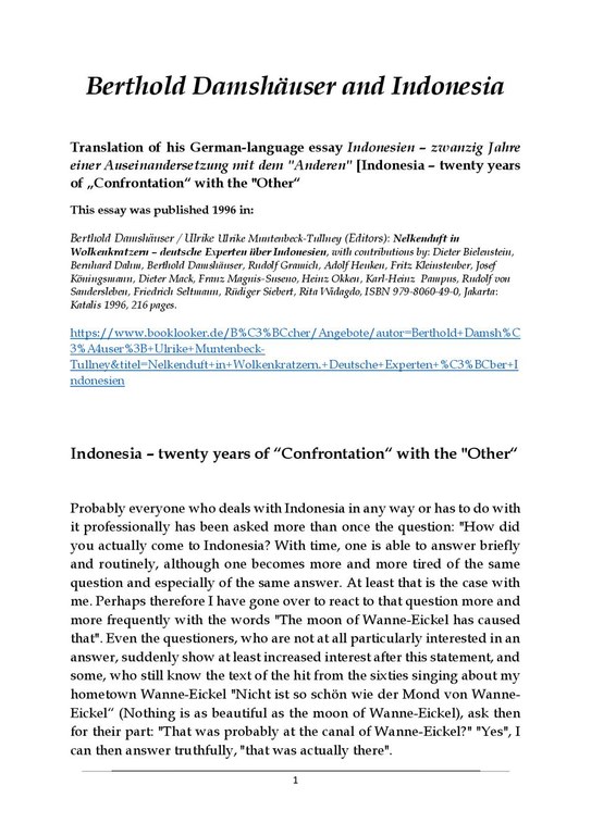 Indonesien – zwanzig Jahre einer Auseinandersetzung mit dem „Anderen“